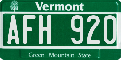 VT license plate AFH920