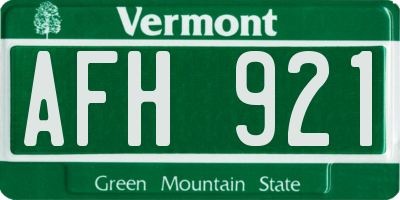 VT license plate AFH921