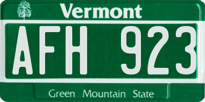 VT license plate AFH923
