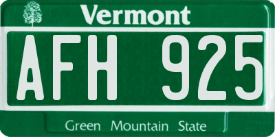 VT license plate AFH925