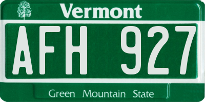 VT license plate AFH927