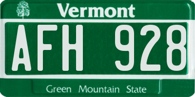VT license plate AFH928