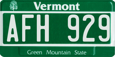 VT license plate AFH929