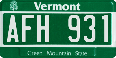 VT license plate AFH931