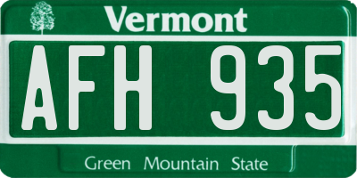 VT license plate AFH935