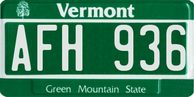 VT license plate AFH936