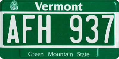 VT license plate AFH937