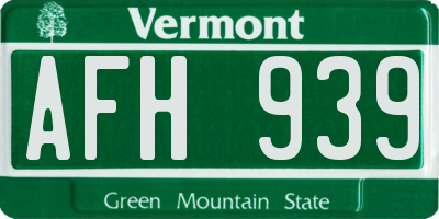 VT license plate AFH939