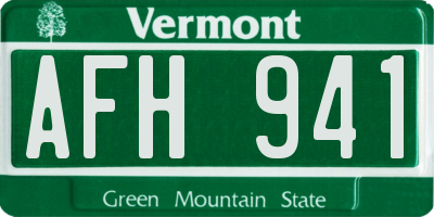 VT license plate AFH941
