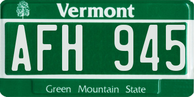 VT license plate AFH945