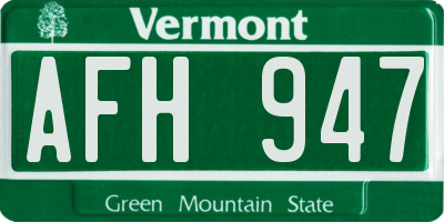 VT license plate AFH947