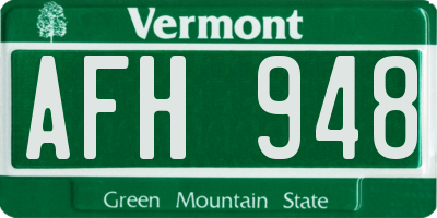 VT license plate AFH948