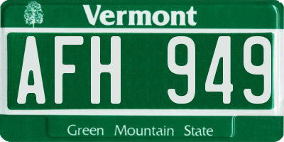 VT license plate AFH949