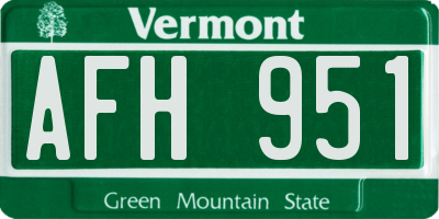 VT license plate AFH951