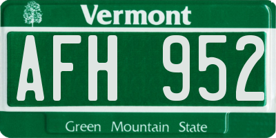 VT license plate AFH952