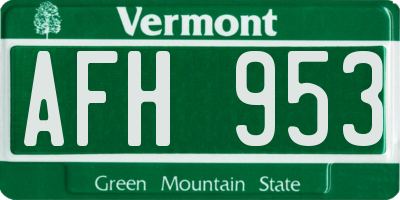 VT license plate AFH953