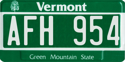 VT license plate AFH954