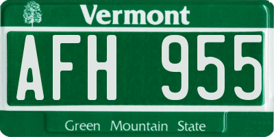 VT license plate AFH955