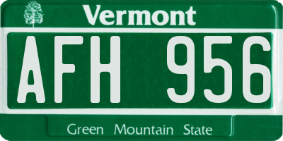 VT license plate AFH956