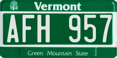 VT license plate AFH957