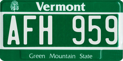 VT license plate AFH959