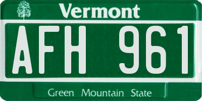 VT license plate AFH961