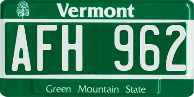 VT license plate AFH962