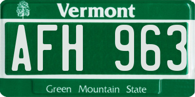 VT license plate AFH963