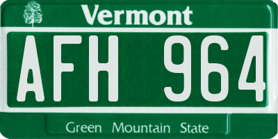 VT license plate AFH964