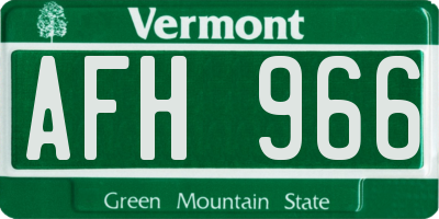 VT license plate AFH966