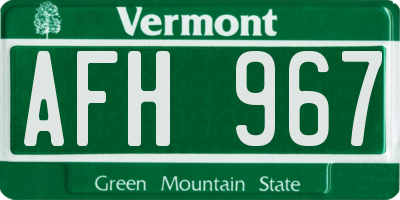 VT license plate AFH967