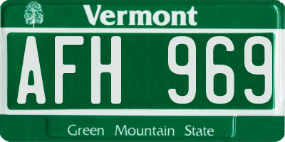 VT license plate AFH969