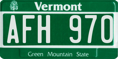 VT license plate AFH970