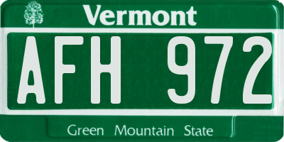 VT license plate AFH972