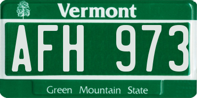 VT license plate AFH973