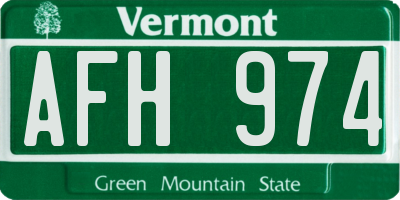VT license plate AFH974
