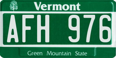 VT license plate AFH976