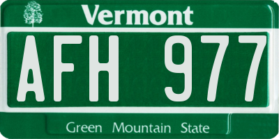 VT license plate AFH977