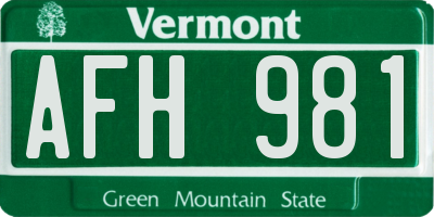 VT license plate AFH981