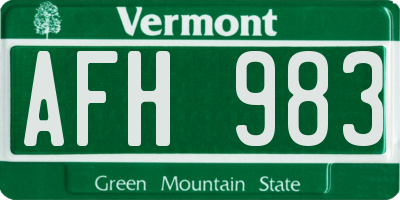 VT license plate AFH983