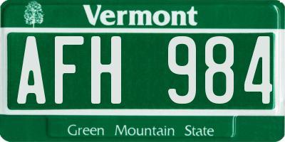 VT license plate AFH984