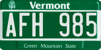VT license plate AFH985