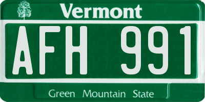 VT license plate AFH991