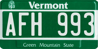 VT license plate AFH993