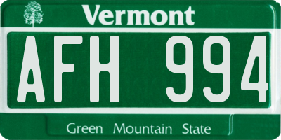 VT license plate AFH994