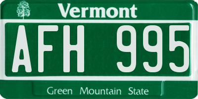 VT license plate AFH995