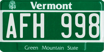VT license plate AFH998