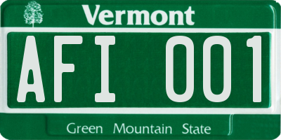 VT license plate AFI001