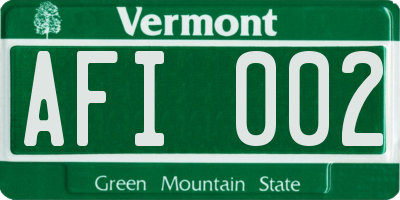 VT license plate AFI002