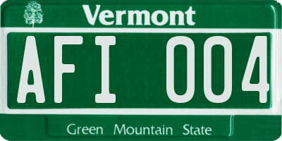 VT license plate AFI004